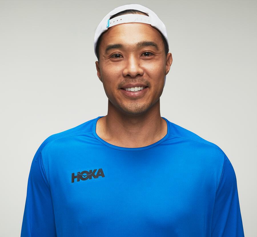 Hoka One One Mens Tops - Performance Long Sleeve - Blue - ERTA54801